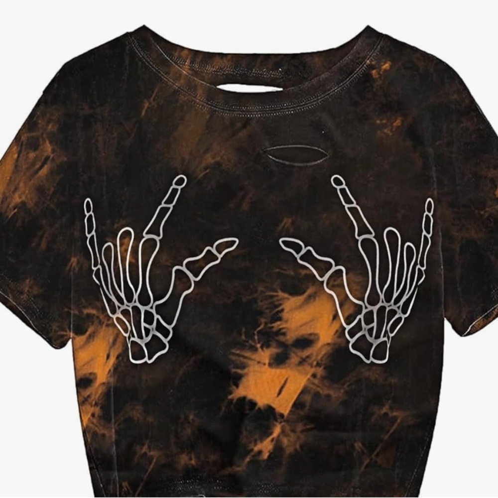 Avanova Tie Dye Crop Rocker Distressed Boxy Short Sleeve T Shirt Size M NWT